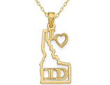14K Yellow Gold Solid Idaho State Charm Pendant Necklace with Chain